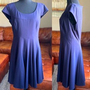 Calvin Klein • Midi Navy Blue Short Sleeve Formal Dress